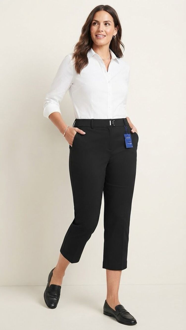 NWT Apt. 9 Torie Black Mid Rise Stretch Capri Pants Size 16 Business Casual
